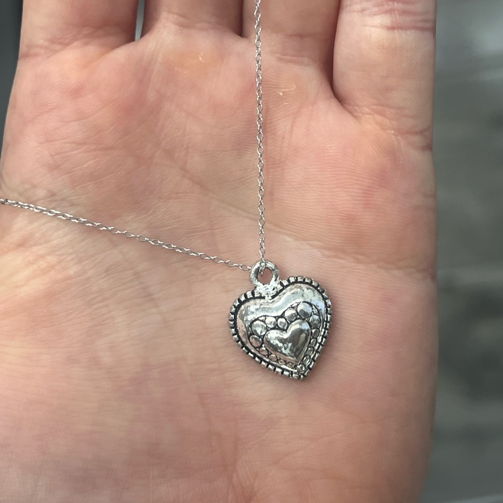 Vintage Sterling Silver Paw Heart Pendent- Vintage, Estate- Gifts for her